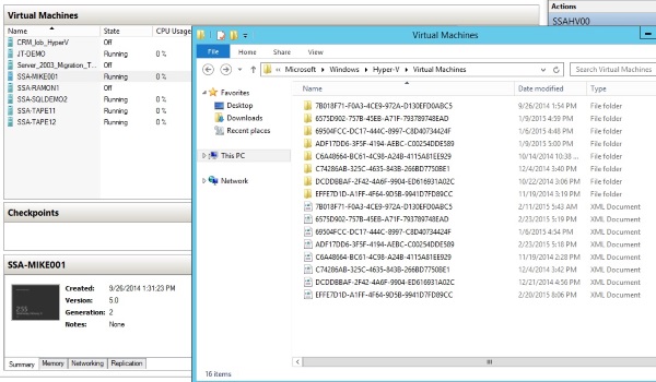 Each VM has an XML file and a folder.