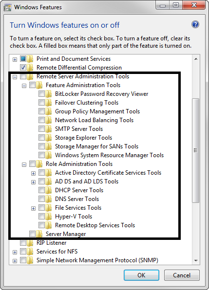 Windows 7 Features after RSAT installation