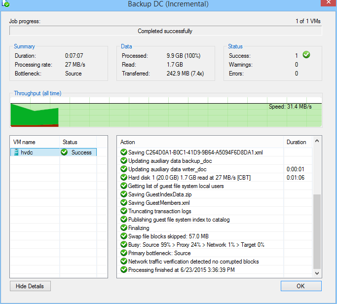 Performing incremental backup of a Domain Controller