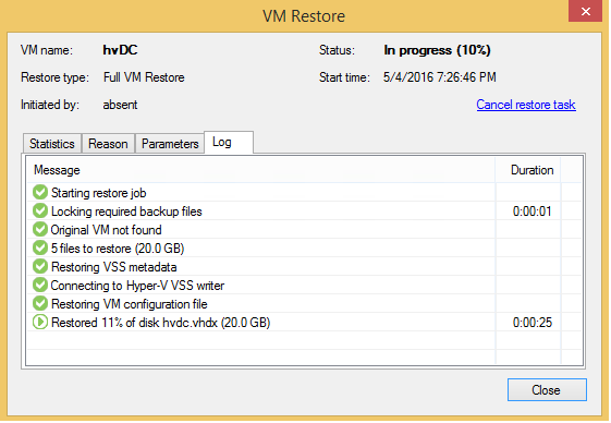 1 - Entire VM recovery