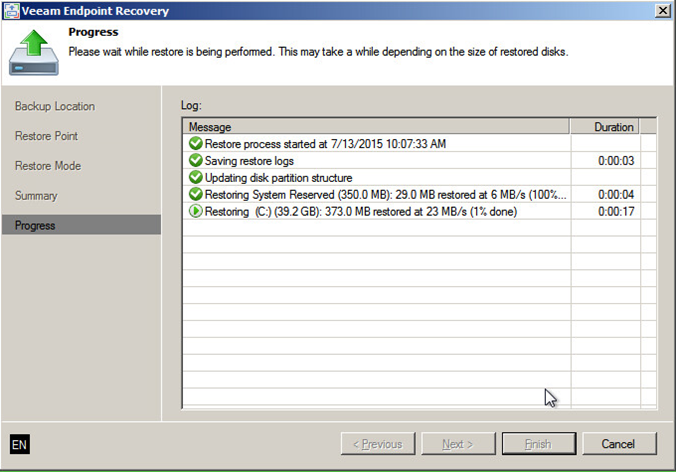 2 - Veeam Endpoint Backup bare-metal recovery