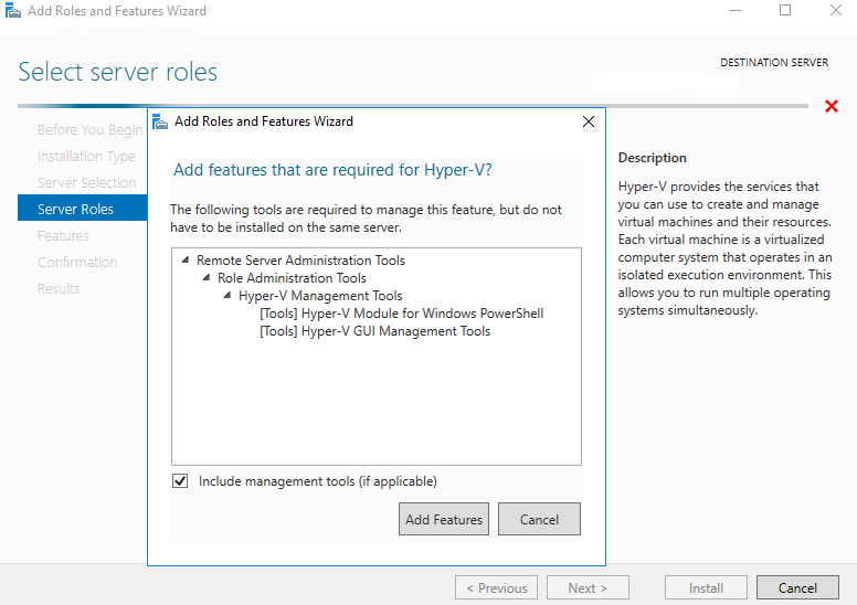 Enabling the Hyper-V role