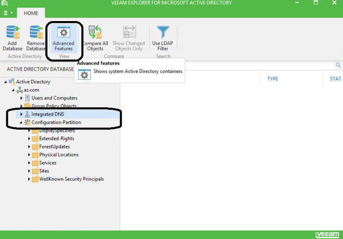 Figure 3. Veeam Explorer for Microsoft Active Directory Advanced features