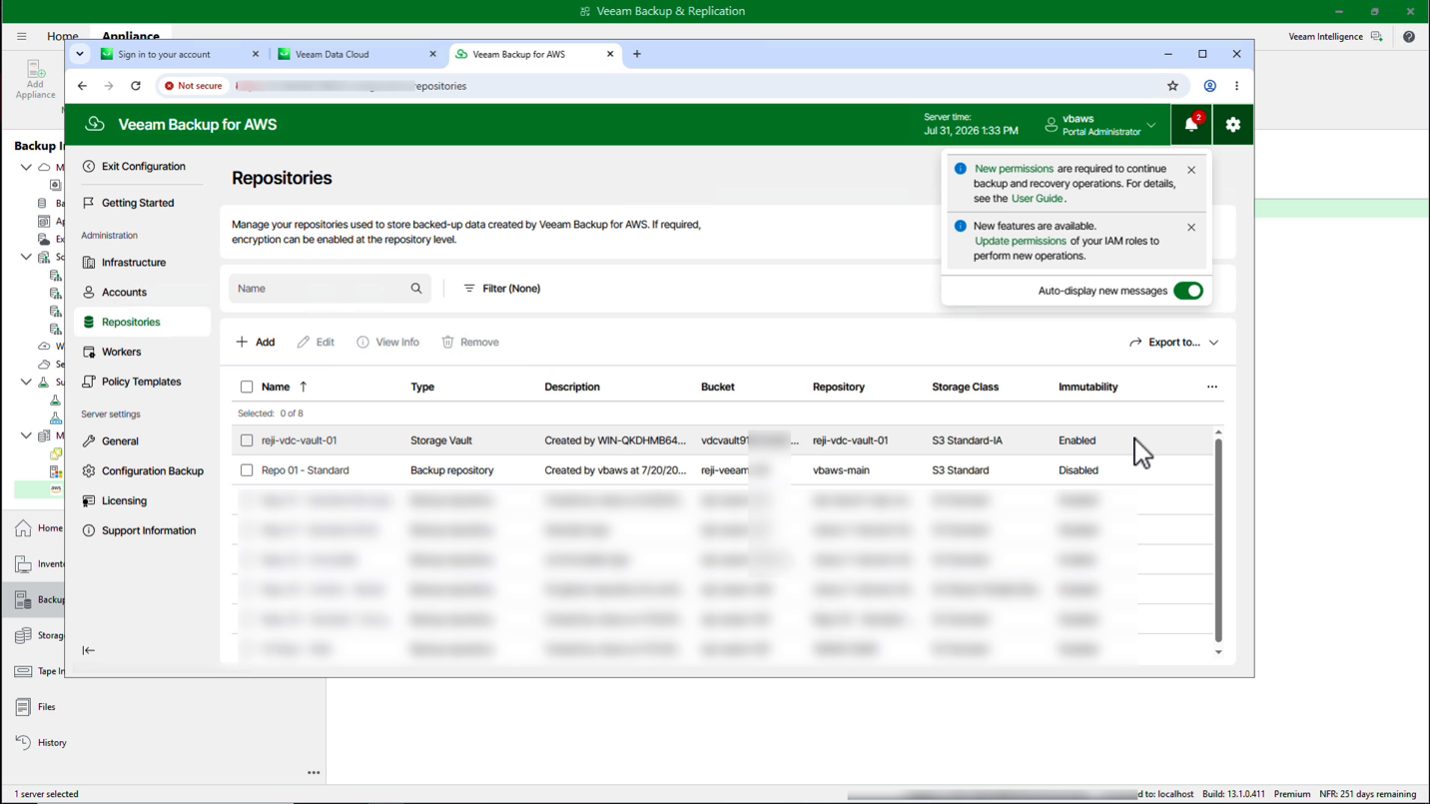 Veeam Backup for AWS - Repositories