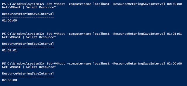 Changing resource metering save interval